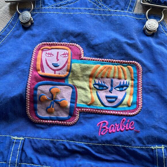 Vintage 1990s 🩷 BARBIE 🩷 Nylon Overall Jumper Dress Girls SZ 10 - Picture 5 of 9